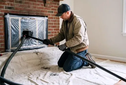 Clean chimney sweep inside a Highlands Ranch home